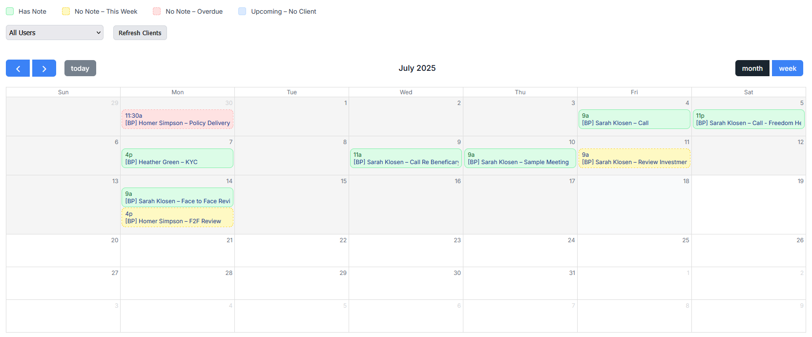 Advora Compliance Calendar